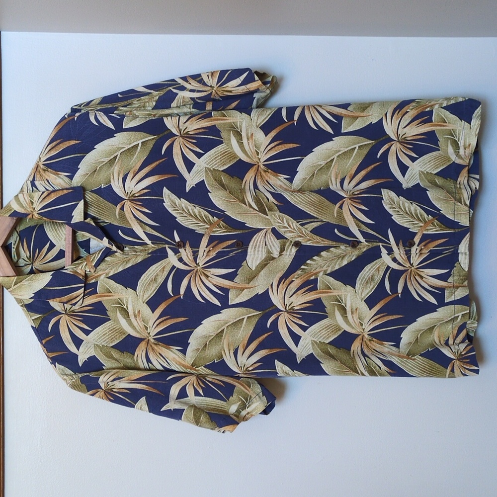 Men's M 100% Silk Tommy Bahama 100 Tropical Button Down Up Shirt Palm Trees 🌴